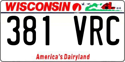 WI license plate 381VRC