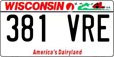 WI license plate 381VRE