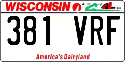 WI license plate 381VRF