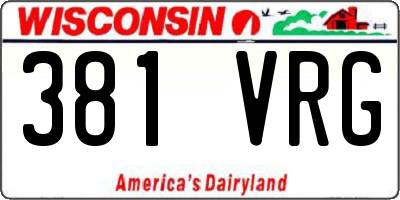 WI license plate 381VRG