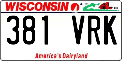WI license plate 381VRK