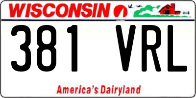 WI license plate 381VRL