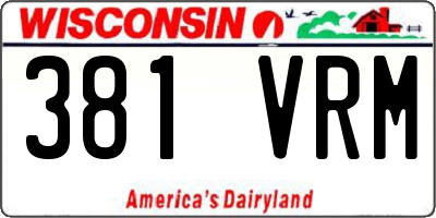 WI license plate 381VRM