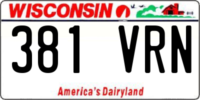 WI license plate 381VRN