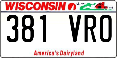 WI license plate 381VRO