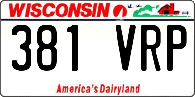 WI license plate 381VRP