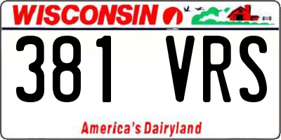 WI license plate 381VRS