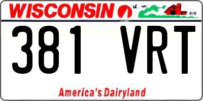 WI license plate 381VRT
