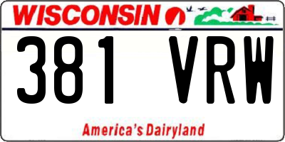 WI license plate 381VRW