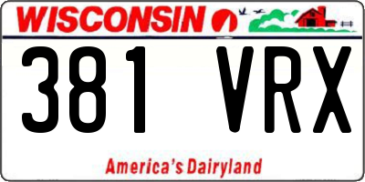 WI license plate 381VRX