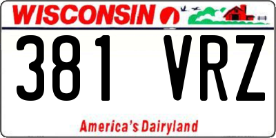 WI license plate 381VRZ