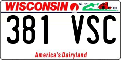 WI license plate 381VSC
