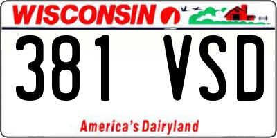 WI license plate 381VSD