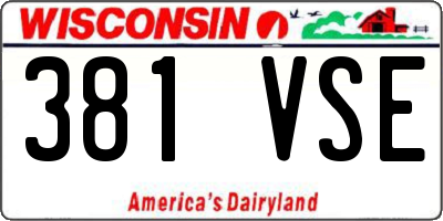 WI license plate 381VSE
