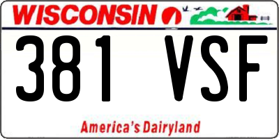 WI license plate 381VSF