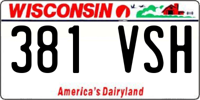 WI license plate 381VSH