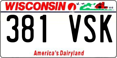 WI license plate 381VSK