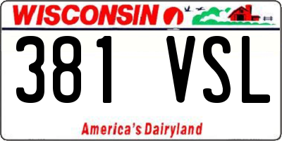 WI license plate 381VSL