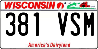 WI license plate 381VSM