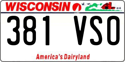 WI license plate 381VSO