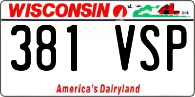 WI license plate 381VSP