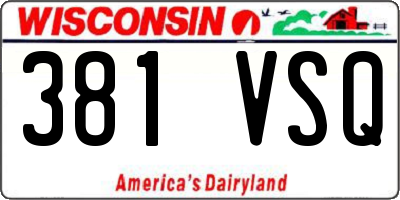 WI license plate 381VSQ