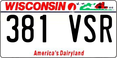 WI license plate 381VSR