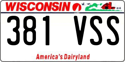 WI license plate 381VSS