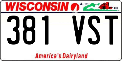 WI license plate 381VST