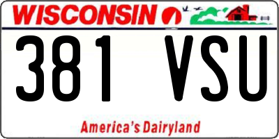 WI license plate 381VSU