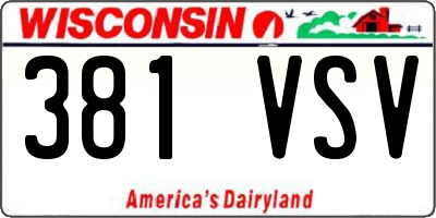 WI license plate 381VSV
