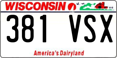 WI license plate 381VSX