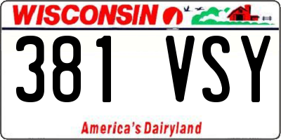 WI license plate 381VSY