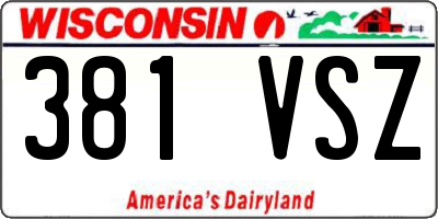 WI license plate 381VSZ