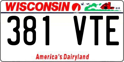 WI license plate 381VTE