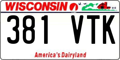 WI license plate 381VTK