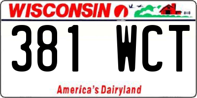 WI license plate 381WCT