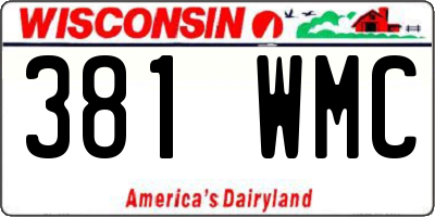WI license plate 381WMC