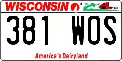 WI license plate 381WOS