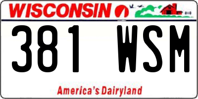 WI license plate 381WSM