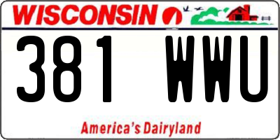 WI license plate 381WWU
