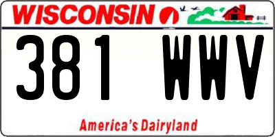 WI license plate 381WWV