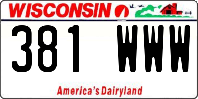 WI license plate 381WWW