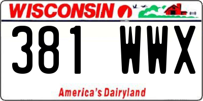 WI license plate 381WWX