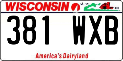 WI license plate 381WXB