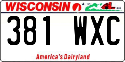 WI license plate 381WXC