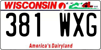 WI license plate 381WXG
