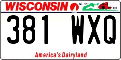 WI license plate 381WXQ