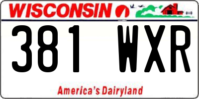 WI license plate 381WXR
