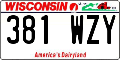 WI license plate 381WZY